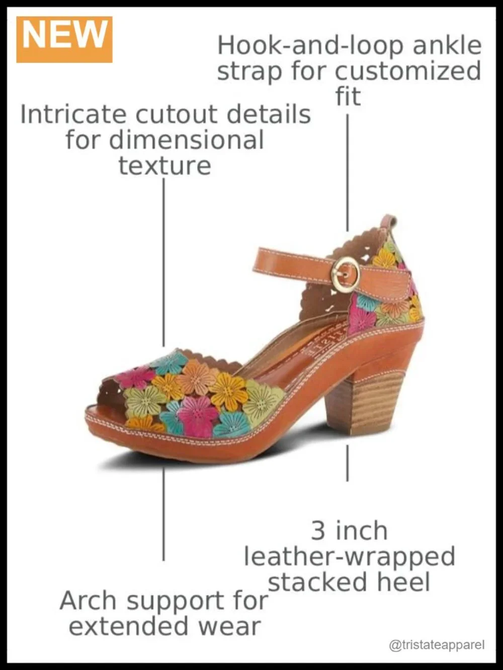 Hand-Painted Leather Ankle Strap Platform Heeled Sandals
